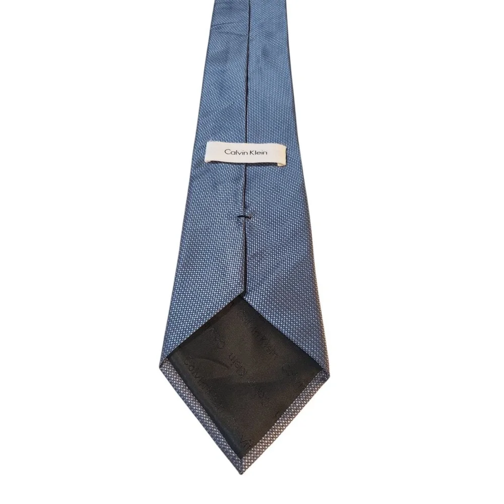 Calvin Klein Mens Tie Necktie Designer‎ Luxury Blue Gray Pin Dot Business Suit